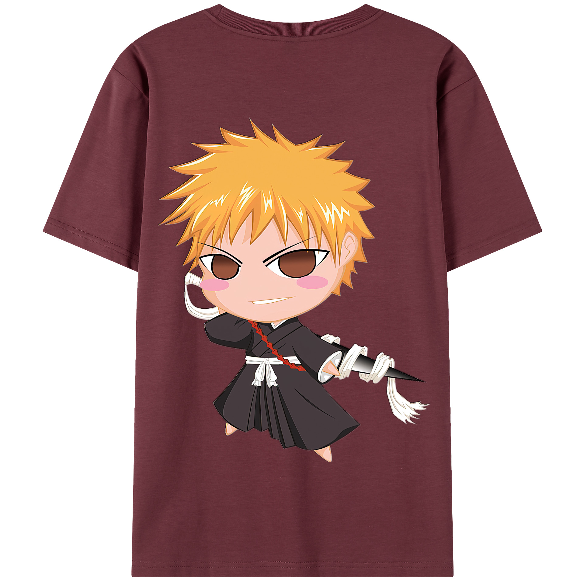 （画像用） ブリーチ 黒崎一護（くろさき いちご）BLEACH Kurosaki Ichigo 綿100％半袖Tシャツ（背面プリント）